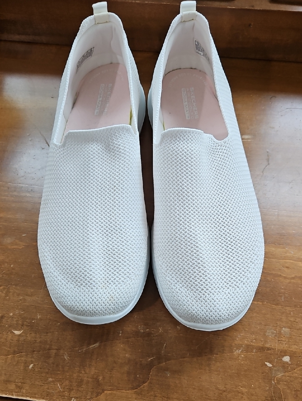 Skechers White Slip-On Knit Casual Sneakers